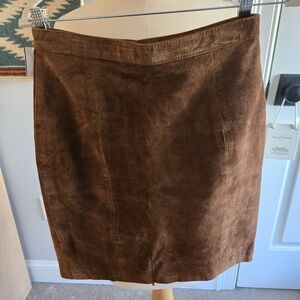 Gitano Rich Brown Leather Suede Pencil Skirt Women's Size 9/10